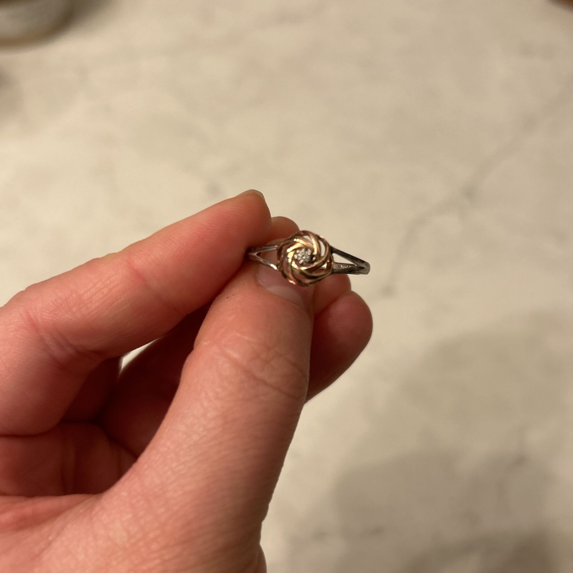 Diamond - Sterling Silver Ring - 10K