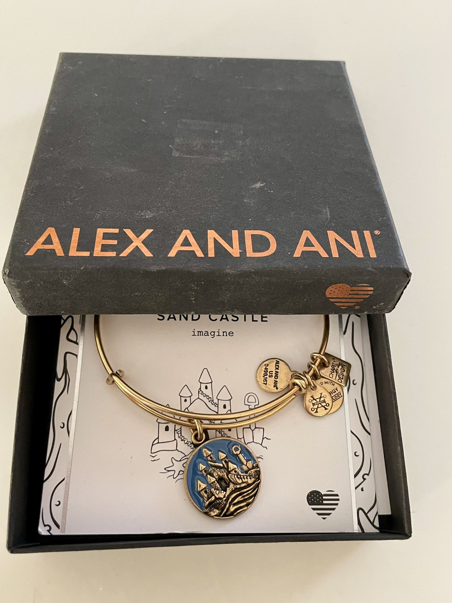 ALEX AND ANI Sand Castle Expandable Wire Charm Gold Bracelet