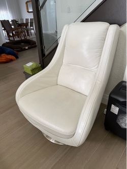 Accent chair swivel white leather
