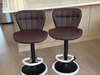 Set of 2 Brown Faux Leather Bar Stools