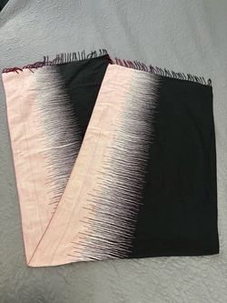 Manila Hand-loomed Cotton Pashmina With Hand-tied Fringe Black Burgundy