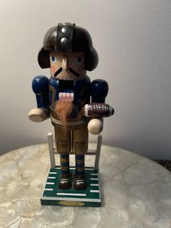 Vintage 1998-football-wood nutcracker-Bombay co-moose plaque-collectible