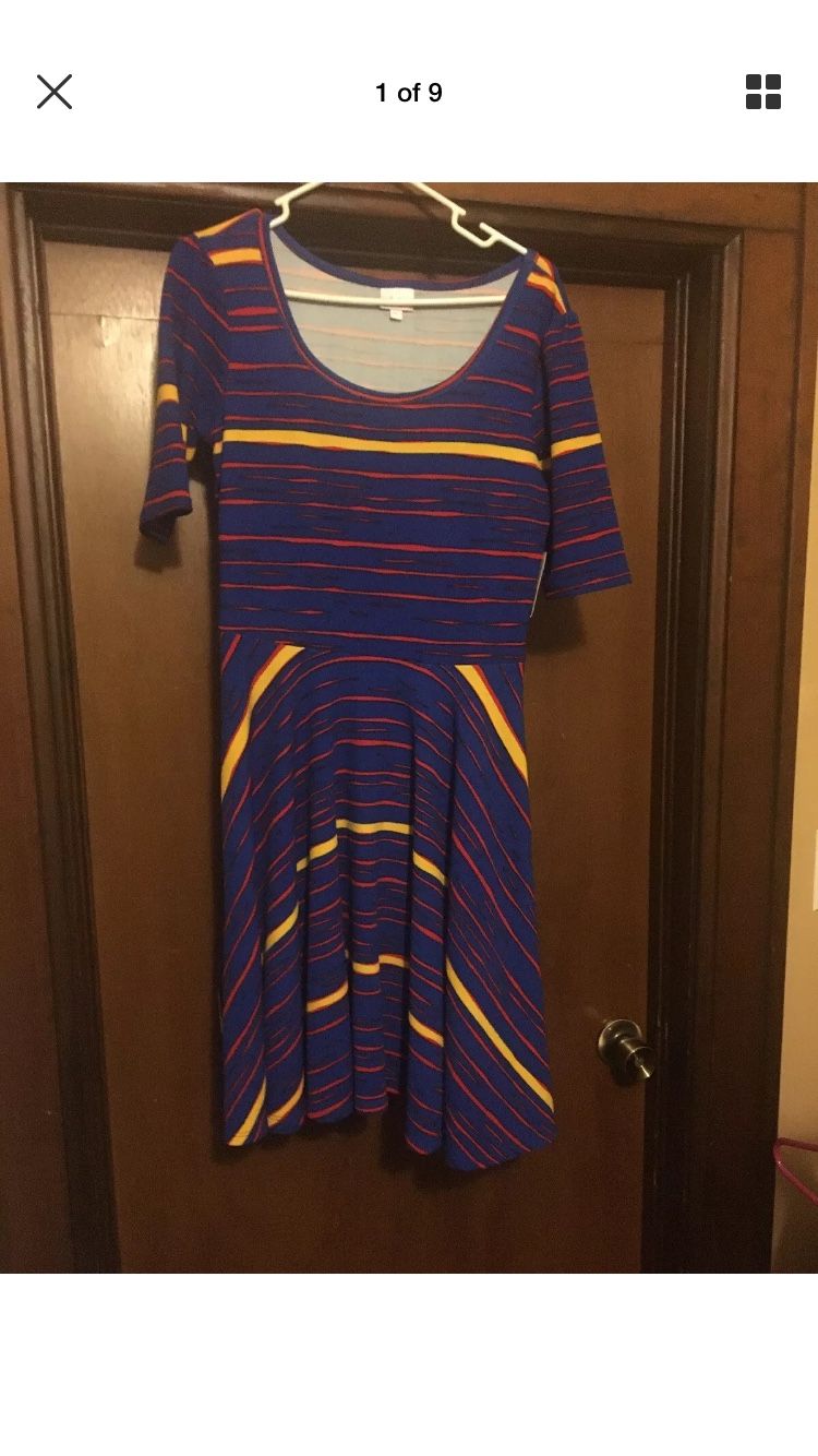 NWT LULAROE Nicole dress Sz large blue unicorn