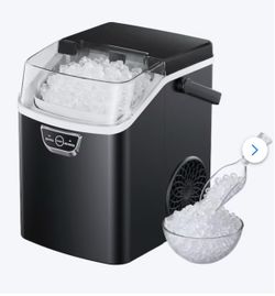 33lbs/day 1.8lbs Storage Countertop Nugget Ice Maker in Black with Ice shovel and Self Cleaning Low Noise