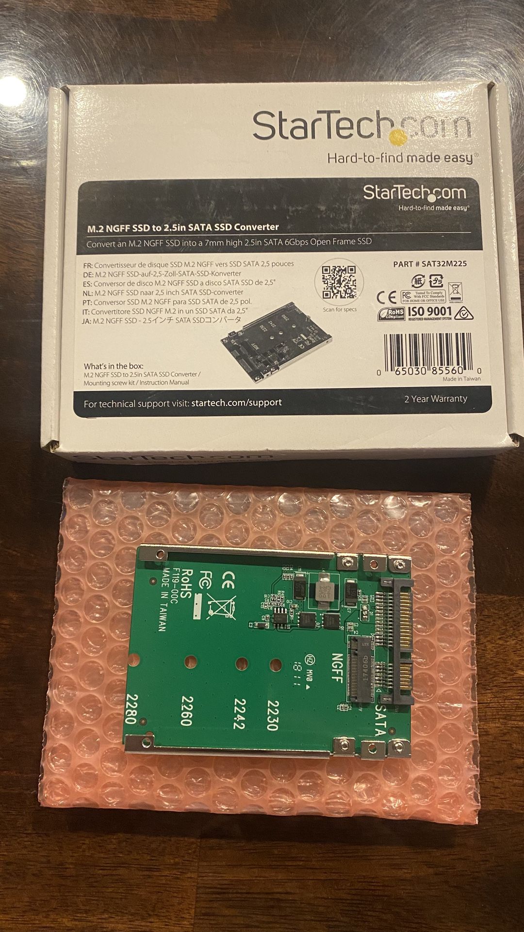 M.2 SATA SSD to 2.5" SATA Adapter [NOT NVMe], Open-Frame Bracket, 7mm High, M2 Hard Drive Adapter
