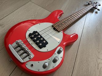Sterling by Music Man RAYSS4 Short Scale Stingray Bass Guitar Fiesta Red.