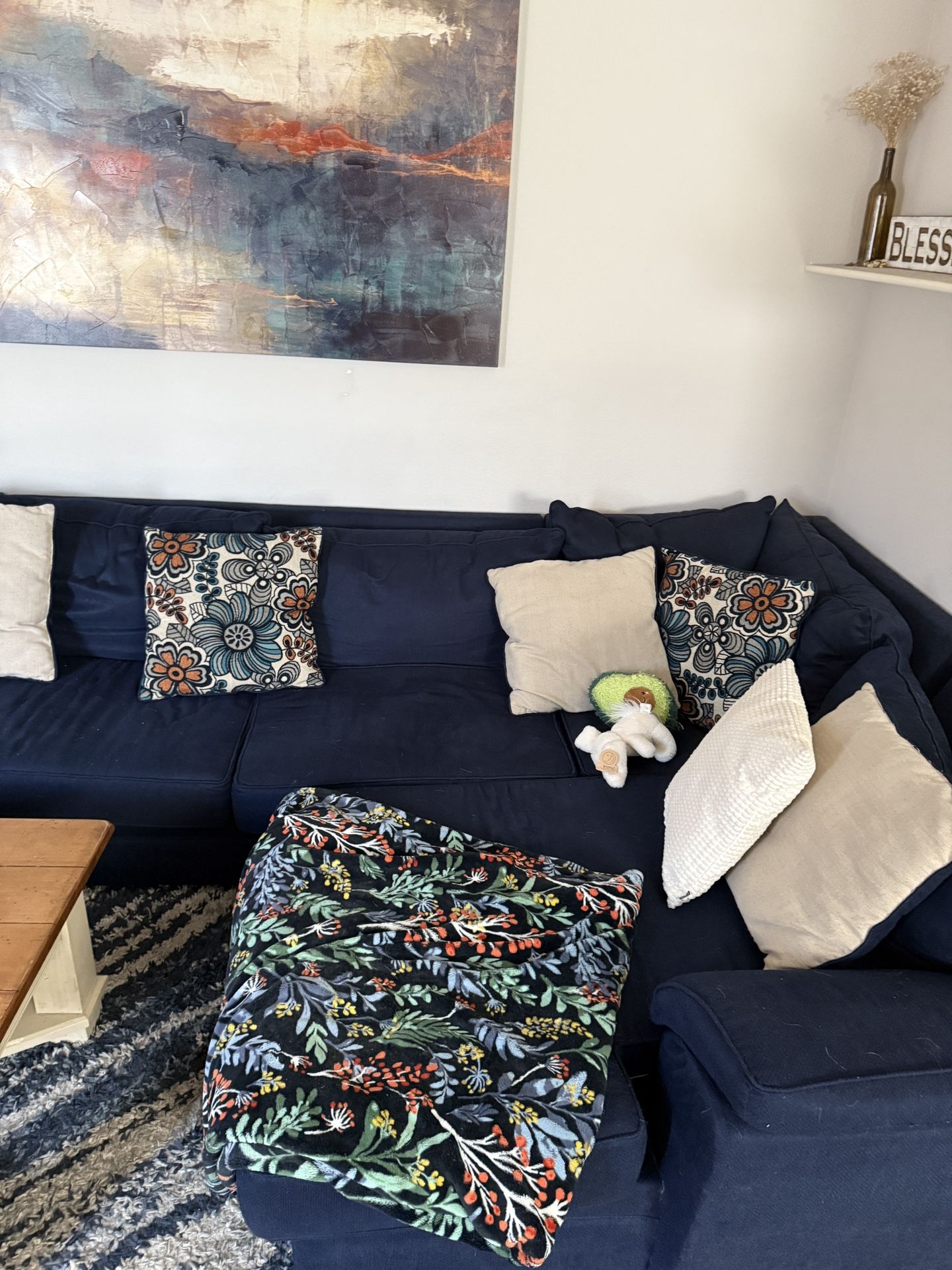 Beautiful Dark Blue Sectional Couch That Pulls Out Into A Queen Size Bed