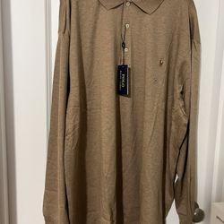 Men's  Long Sleeve Soft Cotton Polo Shirt Size3TG