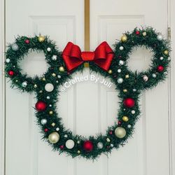 Handmade Mickey & Minnie Mouse Inspired Christmas Wreath (Now available Size XL!!)