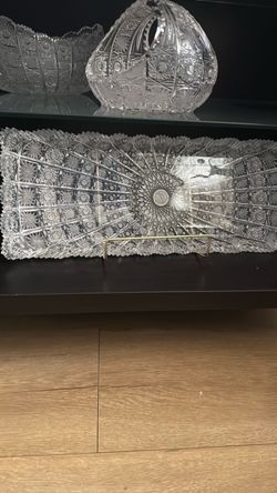 Cut Crystal Rectangular Serving Tray