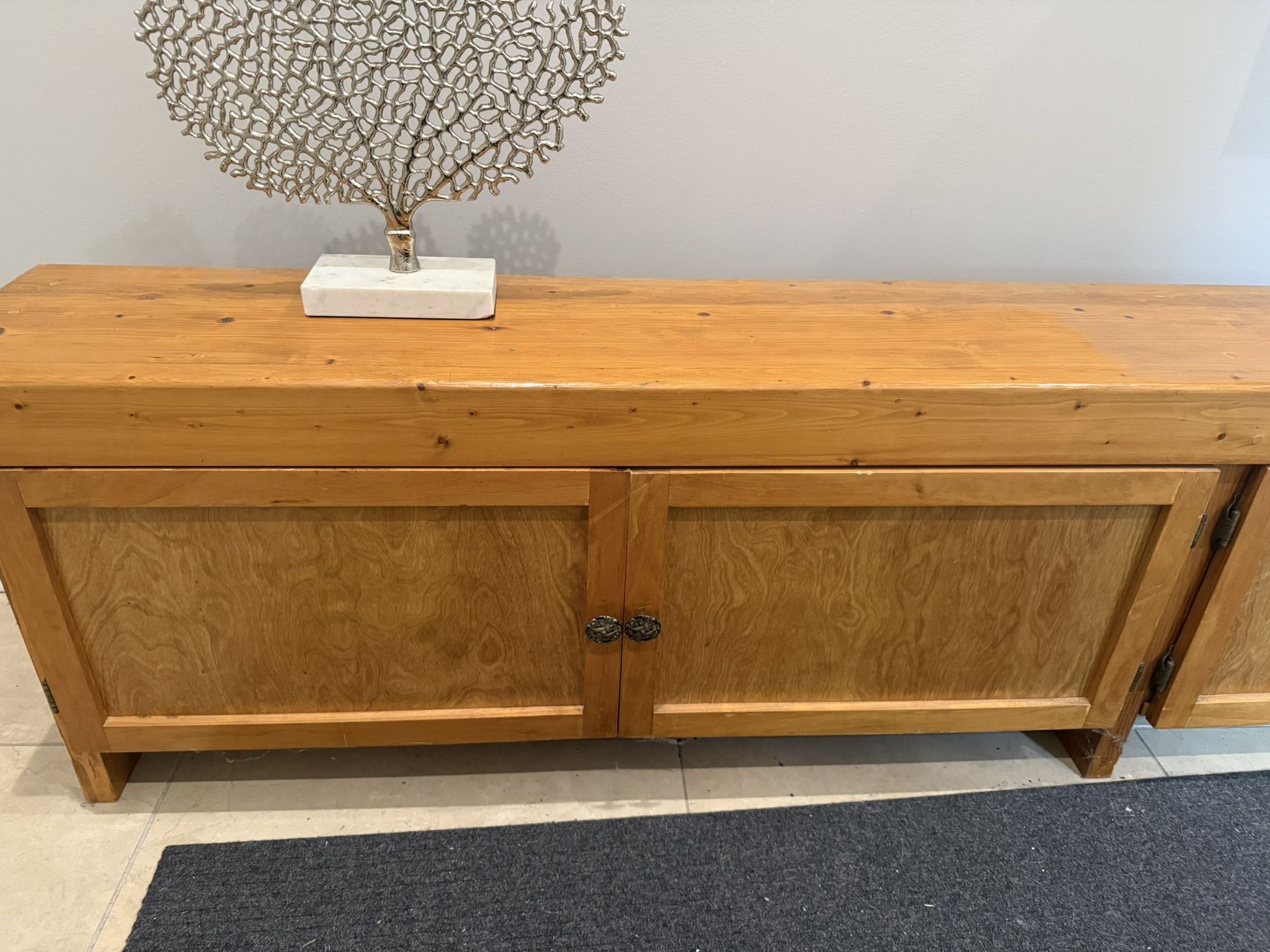 Custom Handmade Rustic Solid Pine Console Cabinet/ Low Media Credenza/ TV Stand - Extra Long 96" Storage