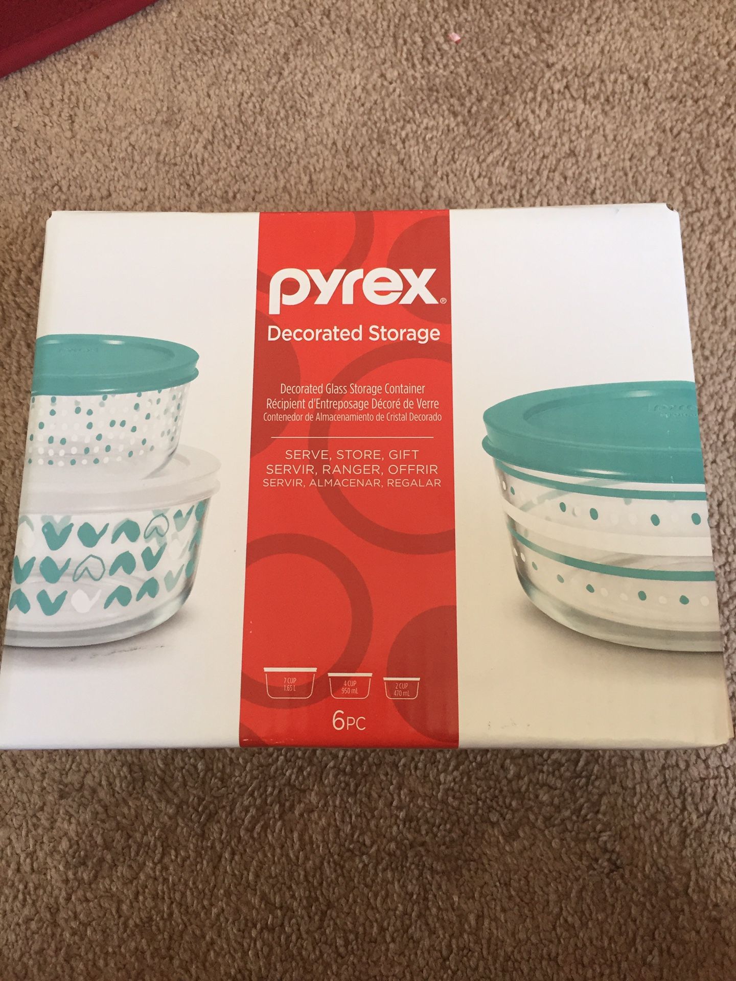 Pyrex decorated storage set 6pcs