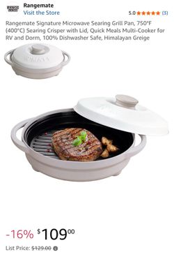 Signature Microwave Searing Grill Pan with lid and dishwasher safe