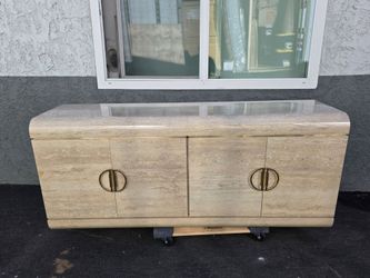 Modern Faux Travertine Credenza / Sideboard Cabinet - $250 OBO