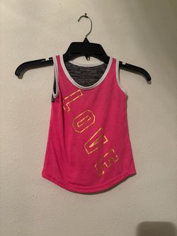 Girls Pink 'Love' Graphic Tank Top
