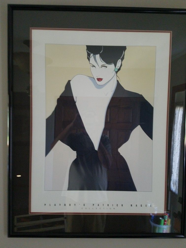 Rare Patrick Nagel Playboy Collection Triple Matted Artwork