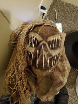 Scarecrow mask burlap, inside has adjustable strap. Very cool mask $130