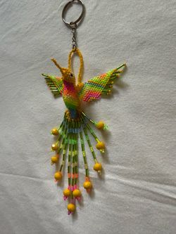 Huichol ColorfulBeaded Hummingbird Handmade Bird Mexican Folk Art 6"