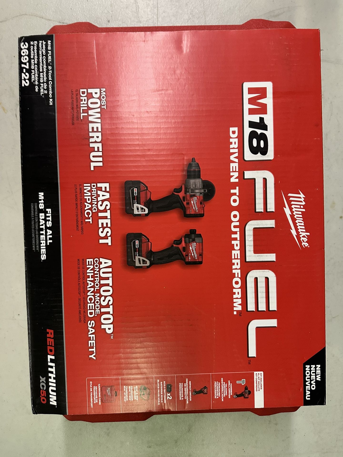 Milwaukee M18 FUEL 2-Tool Hammer Drill/Impact Driver Combo Kit w/ 2 5.0 ah Batteries 