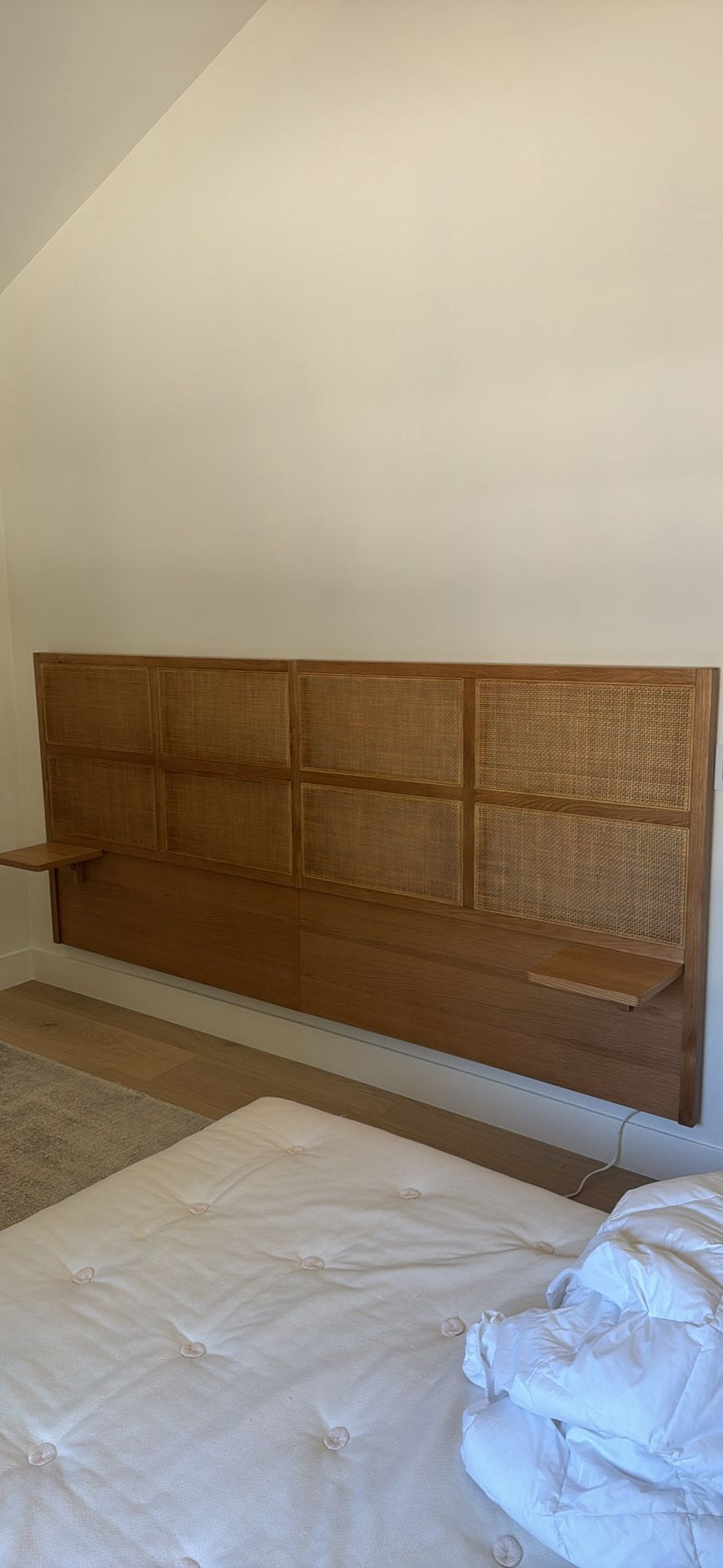 Beautiful King Headboard- Oak & Rattan