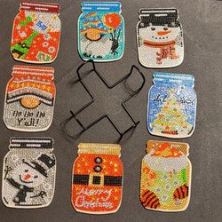 8 Christmas Theme Diamond Art Coasters 