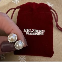 Helzbergs Real Sterling Silver With Pearl And Ziconias