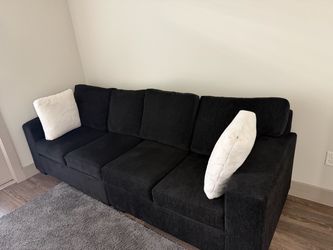 Black Fabric 3-Seat Sofa