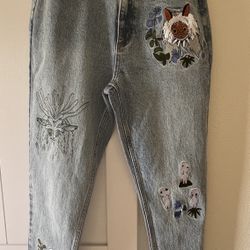 Studio Ghibli Princess Mononoke Embroidered Mom Jeans Size SM/3