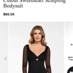 Shapewear Mesh Sleeve Cutout Sweetheart Sculpting Bodysuit
