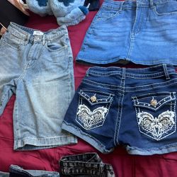 jean shorts and skirts Sizes small for SALE