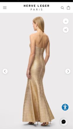 Gold metallic Sara gown / Herve Leger size small