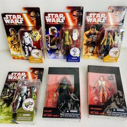  Lot Of 6 New Star Wars Collectible Figures The Force Awakens, Black Series