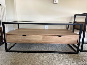2 piece coffee table with end table glass top