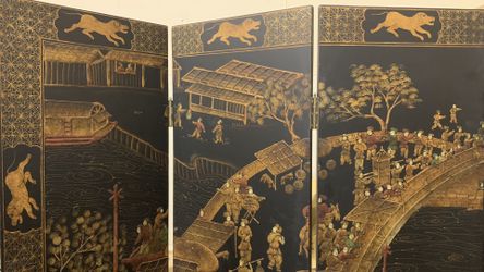 Qingming Festival Solid Wood Screen Along the River