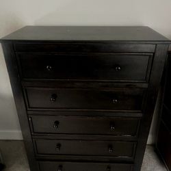 Dark Wood Bedroom Set – Bed Frame + Chest of Drawers
