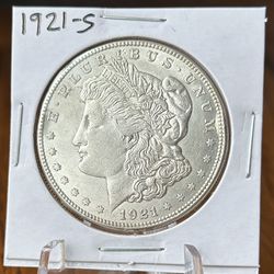 1921 - S Morgan Silver Dollar Coin 
