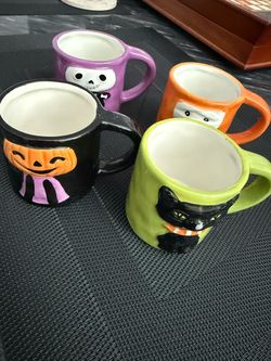 Set of 4 Halloween Ceramic Small Espresso Mugs