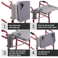  DMI Walker Tray, Rollator Tray, Mobility and Walker Accessory Tray Table Fits Most Standard Walkers