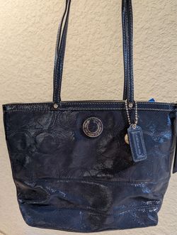 Coach Signature Patent Leather Tote Bag
