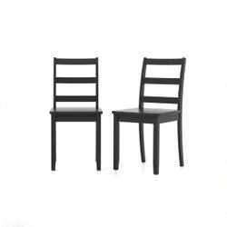 Set of 4 NEW Black Wooden Dining Chairs – Modern Ladder Back – Sturdy