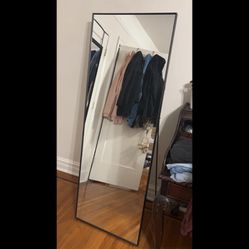32 X 70 Full Length Free Standing Mirror. Black  With Stand 