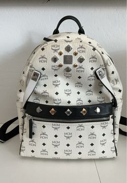 MCM Stark Studded Backpack in White Visetos $380 OBO