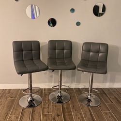 New 3 Gray Bar Stools 