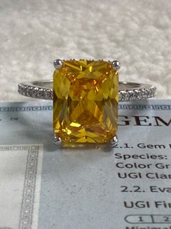 4CT Dark Yellow Laboratory-Grown Stone Ring in S925 Sterling Silver