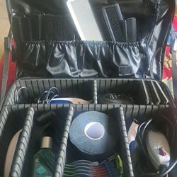 StyleCraft On-The-Go Professional Barber Case + Complete Beginner Barber Kit (Clippers, Trimmer, Shaver, Shears. Combs, Etc.)