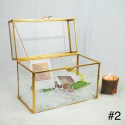 Glass Card Box w/ Gold rims (New)