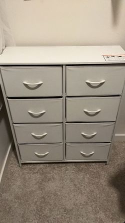 8 Drawer Fabric White Dresser