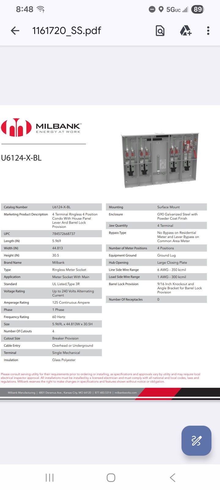 4 GANG METER MAIN With BYPASS 