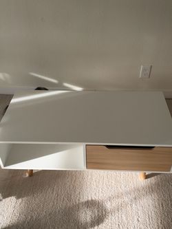 Modern White Coffee Table with Drawer