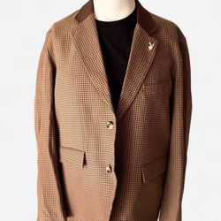 PLAYBOY Houndstooth Brown Sport Coat Blazer Notched Lapel By Pacsun